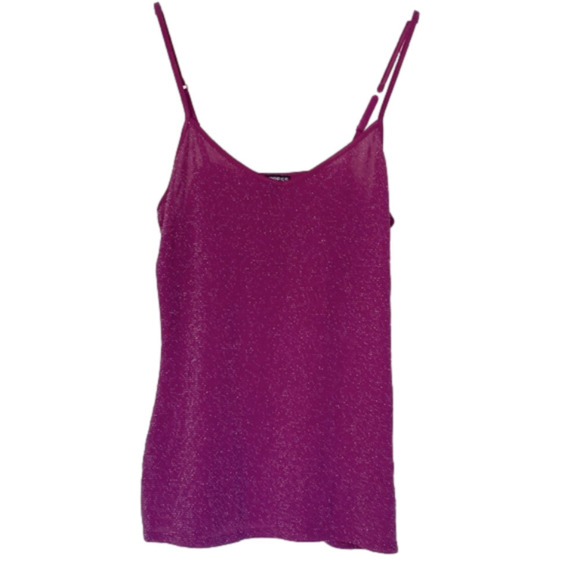 Party Metallic Silver Hot Raspberry Pink Camisole Adjustable Straps Size Medium - Picture 1 of 5